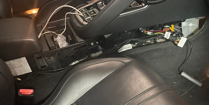 Dash back together.... white plug waiting to be put into the CarPlay/Android converter.