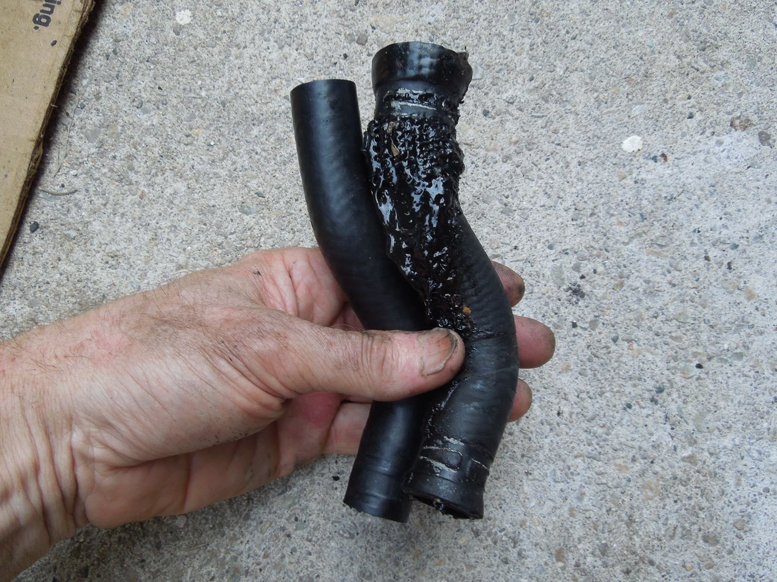 The new hose beside the old one.