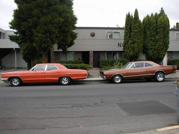 My favorite combination of car was this. A 69 dodge superbee and a 66 pontiac catalina. Fast or cruise, bright or brutal, bling or bullet. 