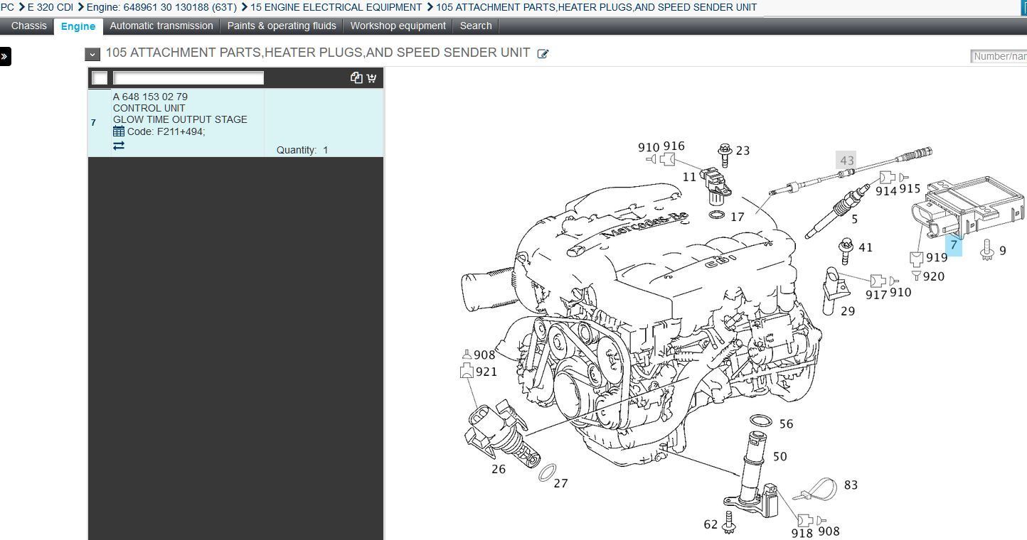 2006 320CDI Glow plug control module location Forums