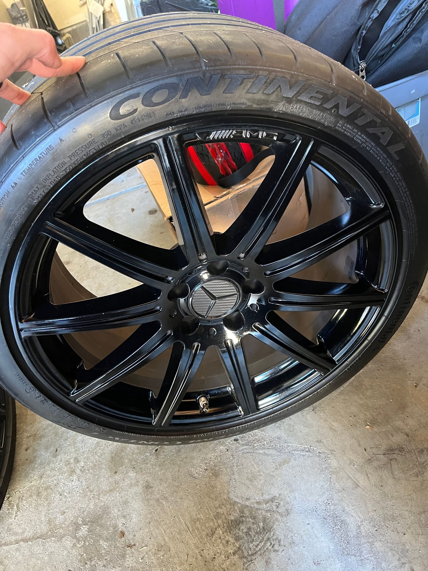 Wheels and Tires/Axles - 14 e63s oem wheels powder coated black with contact extreme sport plus tires - Used - 2012 to 2016 Mercedes-Benz E63 AMG - Raleigh, NC 27614, United States