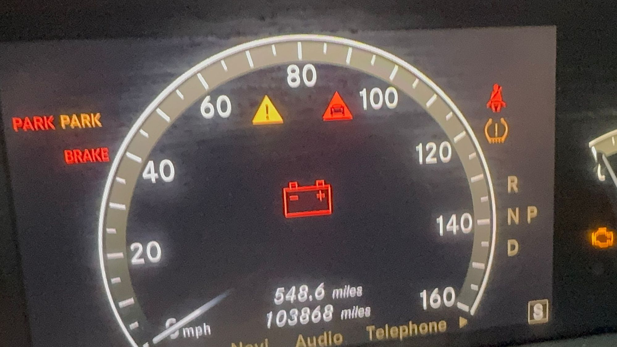 The red battery symbol that appears on the dashboard.