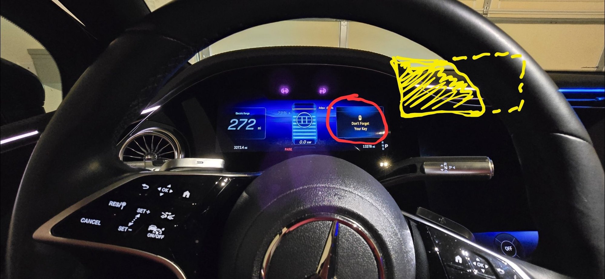 I plan to maneuver the phone where the yellow box/dotted lines are. I rarely use the information in this area (outlined in red), and I want a good spot to place the suction cup, so I can maneuver the phone to an area 50% above/beloe the dash rim/edge. 