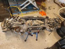Rear axle removed. Subframe will be replaced