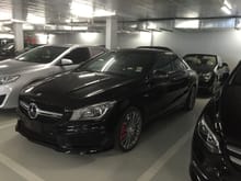 💁🏼 My new 2015 CLA45 AMG awaiting delivery day !! Tuesday 4th August 2015 ! Can't wait ☺️ Changing wheels to Matt Black , any suggestions would be welcomed on more mods on the exterior 😉