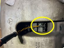 Figure 9: Brake wear sensor installed on right inboard brake pad. Next step is attaching the wear sensor connector to receptacle