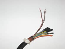 The red wire with the yellow stripe is the power wire and the two thinner wires at the top are the CAN high and CAN low.
