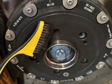 Hub and also mounting face had crud and galled aluminum in spots