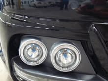 Close up of custom installed LED in Black Bison Front Bumper