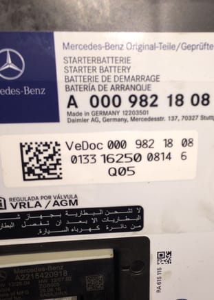 Anybody know which numbers are the date of the battery.  I hope it’s the 18 08.  That means the battery in my 2017 S550 was replaced.  I wish they would just date mfg date or something and make it siloed so there was no confusion.  