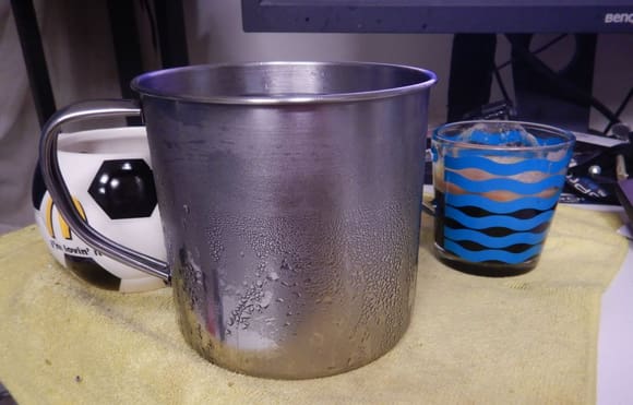 dewpoint caused water vapor on cool Stainless Steel  surface