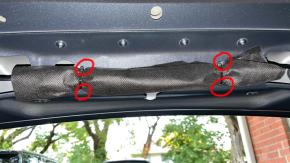 I then wrapped the wire with black cloth (landscaping cloth from garage) and then zip tied it to the tie downs making sure to leave the locking side of the zip ties towards the back of the wire bundle away from being able to touch and rattle on any metal or plastic