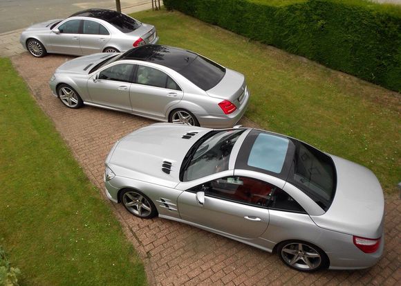 My current Mercedes collection. All iridium, all panoramic roof.