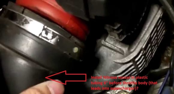 Plastic hose just before throttle body (which leads to supercharger)