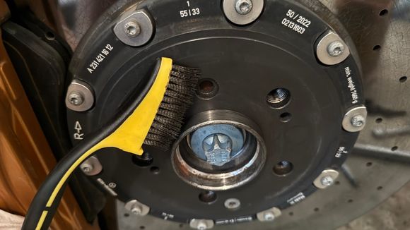 Hub and also mounting face had crud and galled aluminum in spots