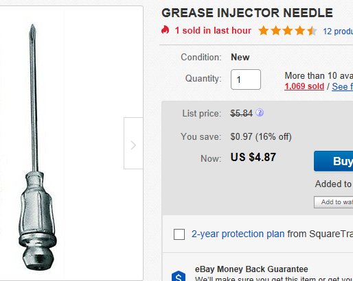 Ebay grease needle