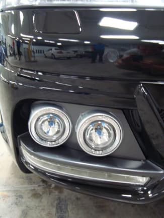 Close up of custom installed LED in Black Bison Front Bumper