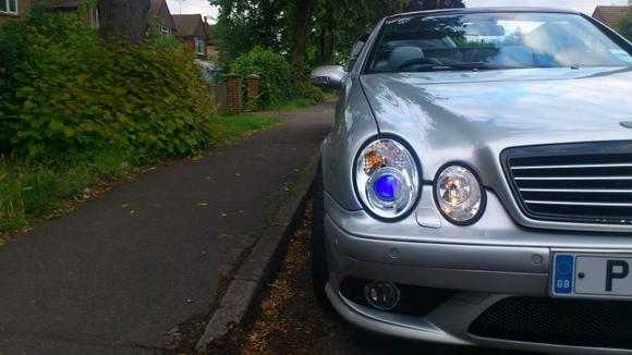 Custom Halo Headlights with E63 AMG Lenses. 'Demon Eye' comes on with side lights.