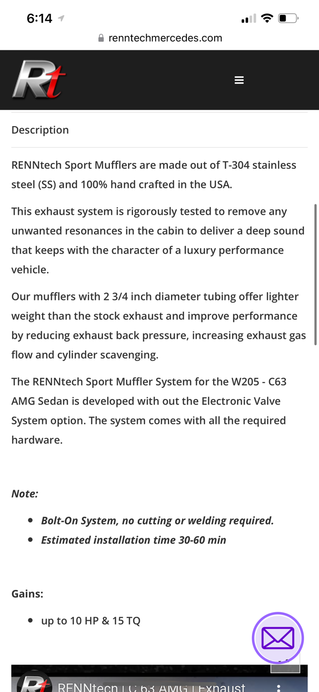 Engine - Exhaust - RENNtech Stainless Steel Sport Mufflers w/out Electronic Valves for W205 - C63 - Used - -1 to 2024  All Models - -1 to 2024  All Models - -1 to 2024  All Models - San Diego, CA 92115, United States