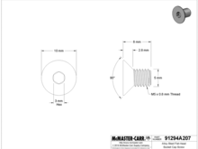 1mm shorter than stock (3mm hex)