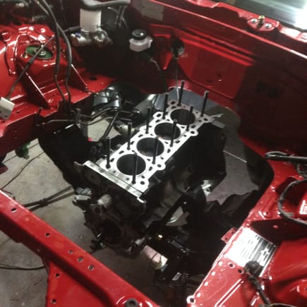 Engine and front sub frame installed