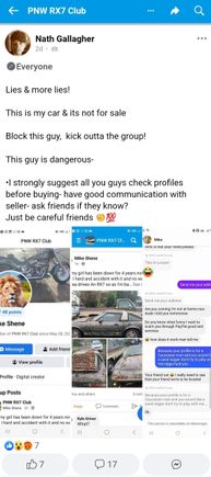 This is a scammer calling out a scammer on a page run by scammers. 