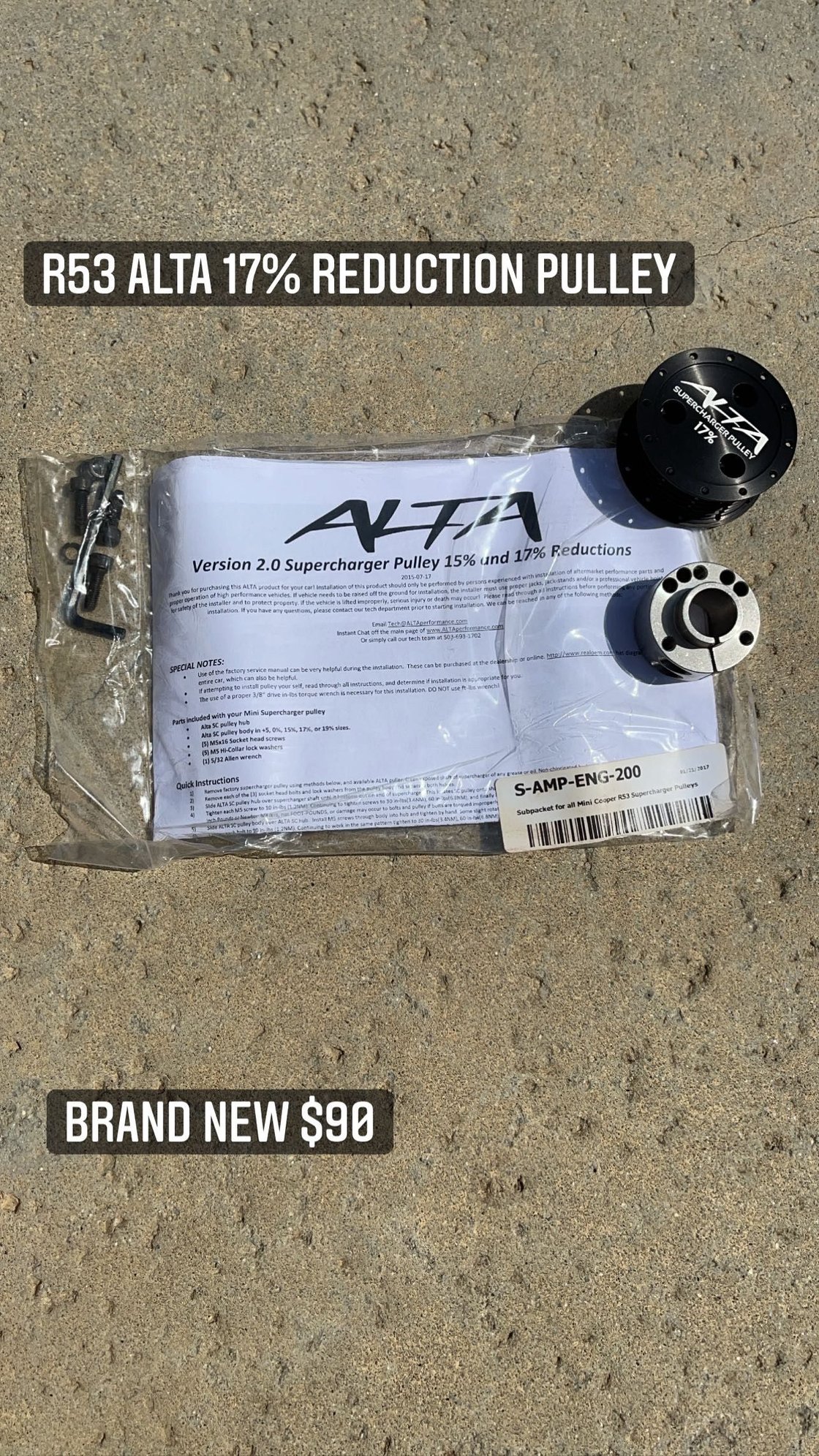 Engine - Power Adders - Alta 17% Reduction Pulley - New - 2005 to 2008 Mini R52: "Mk I" Mini Convertible - 2002 to 2006 Mini R53: "Mk I" Mini Cooper S - Newbury Park, CA 91320, United States