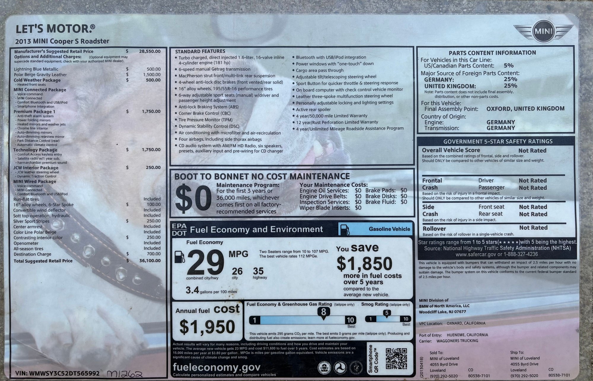 2013 Mini R59: Roadster - 2013 Mini Cooper S R59 Roadster - Used - VIN WMWSY3C52DT565992 - 107,000 Miles - 4 cyl - 2WD - Manual - Coupe - Blue - Chattanooga, TN 37374, United States