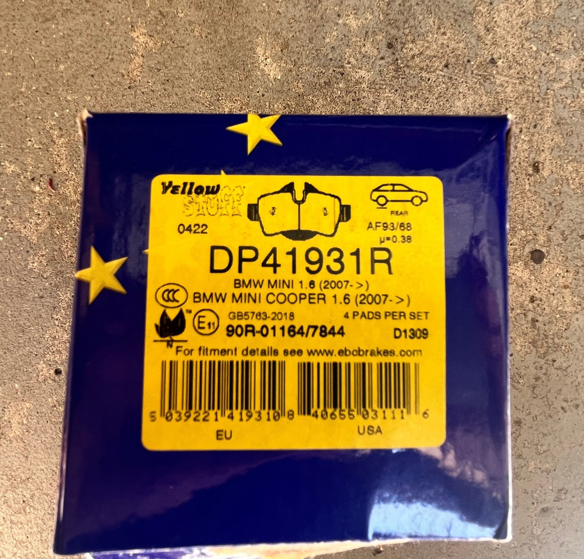 Brakes - R56 ECB Yellow Stuff Pads Rear NIB - New - 2007 to 2014 Mini R56: "Mk II" Mini Hatch/Hardtop range - Westlake Village, CA 91361, United States