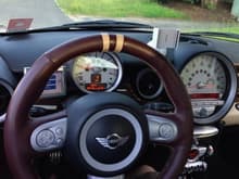 General Image 
Steering Wheel with custom Redline Leather cover. Looks great w/English Oak trim!