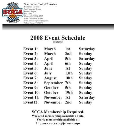 2008 Season Schedule