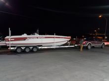Bringing her home, floor and transom solid as a rock. Boat will clean up nicley. Its like a time capsule. Owner has had it for 25 yrs. He was almost upset when I drove off. 

How hard will the stickers be to get off?
