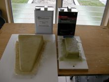 gel on rectangle mold been on 24 hours
1st layer mat w/ polyester resin