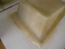 by the time the rectangle mold was done and tools cleaned up, the resin and gel on this one is mixing together