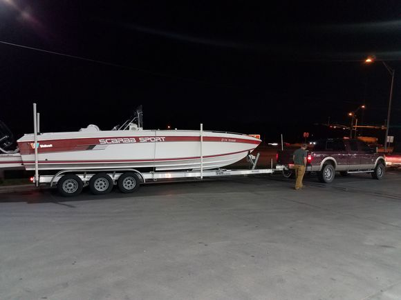 Bringing her home, floor and transom solid as a rock. Boat will clean up nicley. Its like a time capsule. Owner has had it for 25 yrs. He was almost upset when I drove off. 

How hard will the stickers be to get off?
