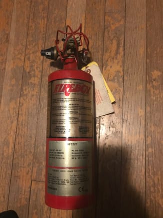 Extinguishing Agent: HFC-227ea
Fire Type Rating: B

Coverage	100 Cubic Feet
Dimensions	4" Depth x 15" Height
Disposable / Rechargeable	Rechargeable
Extinguishing Agent	HFC-227
Fire Rating	B:C
Type	Mounted Extinguishers
USCG Approved	Yes
Weight	6 Pounds