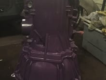 Painted the case tonight!!! Duplicolor plum purple engine enamel..... Been looking for this paint since i started the engine build.... Now I am thinking about painting the engine cover and air intake tube with it too!!!
