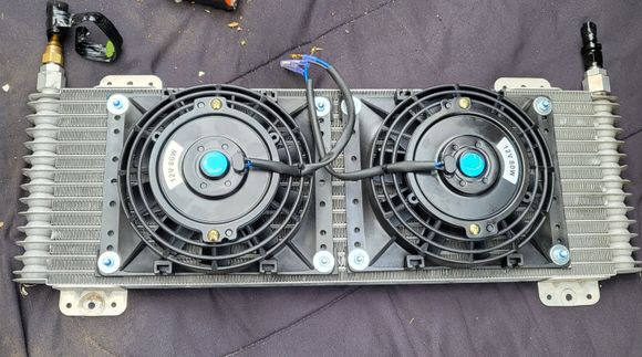 Dual 6" fans mounted using 2.5" screws, didn't trust plactic zips that came with. 