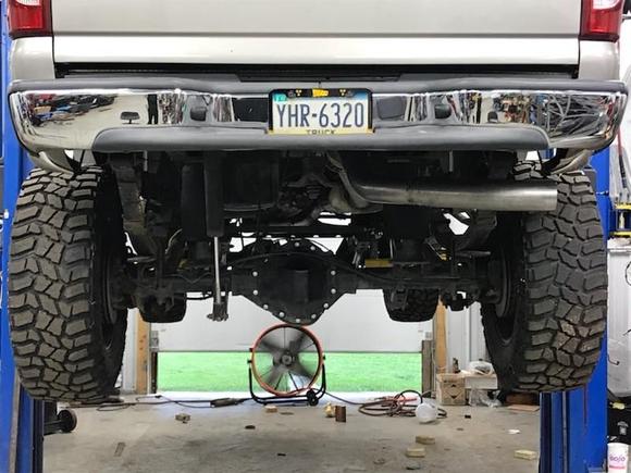 4 inch tail pipe, sectioned to fit nice.