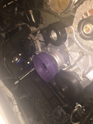 I cleaned up a little and painted my timing cover , water pump, tensioner and balancer..... Purple adds hp...... Lol itll match my shock boots and trans once my converter gets here friday:)