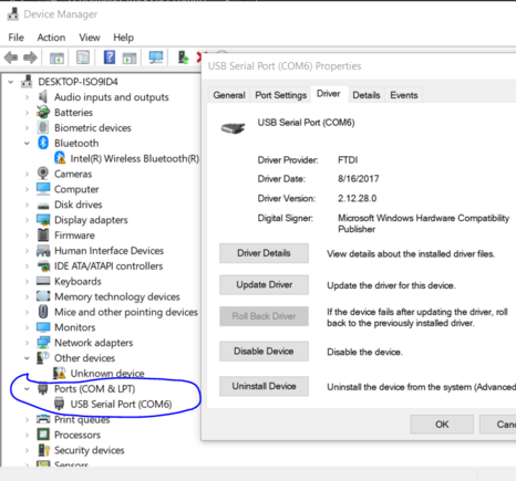 Where to find the device in device manager