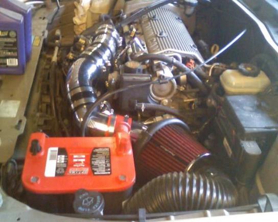 Optima battery and cold air intake. I use Royal Purple oil.