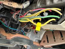 Red and light blue wire coming from the ignition switch. 