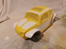 Carefully checking all the edges are sealed, I'm ready to start spraying French Blue