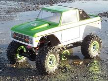 AX10 with home made kydex battery holders and body mounts with an 8th scale HPI bronco shell