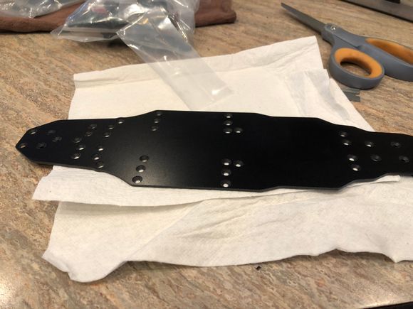 Not carbon fiber.  Assembled the shocks this morning. I like getting that out of the way first.  And for once, didn’t loose, break, or curse E-clips. 