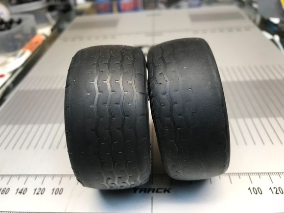 Last YEAR tires. Again no swelling. These tires could last another three more race days. 