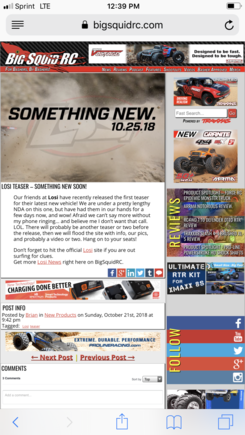 Here’s the Losi teaser picture. There something hidden from in the dust below the “S” in the word “Something”. Looks like lights.   Anybody wanna take guess. Sounds like Thursday will be announced 