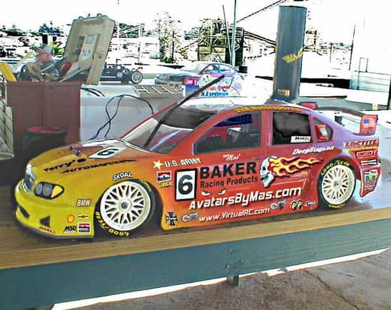 My 1:5th scale BMW Super Touring Car at the 2004 ROAR Region 12 1:5 Scale Championships.