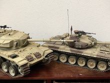 Tamiya 1/16 Centurion next to 1/16 HL T72. 